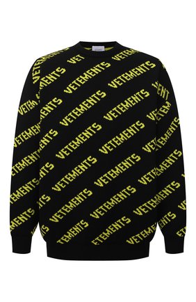 Мужской шерстяной свитер VETEMENTS черного цвета по цене 69300 руб., арт. UA52KN600B 2901/M | Фото 1 Мужской шерстяной свитер VETEMENTS черного цвета, арт. UA52KN600B 2901/M | Фото 1
