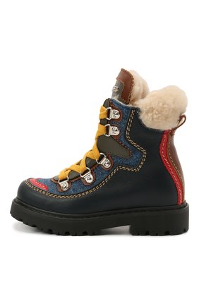Детские кожаные ботинки DSQUARED2 темно-синего цвета по цене 34400 руб., арт. 68591/KIPS/S0FTY/DENIM/S0FTY/18-27 | Фото 2 Детские кожаные ботинки DSQUARED2 темно-синего цвета, арт. 68591/KIPS/S0FTY/DENIM/S0FTY/18-27 | Фото 2 (Материал утеплителя: Натуральный мех; Материал внешний: Кожа; Длина стельки: 17,5)