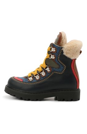 Детские кожаные ботинки DSQUARED2 темно-синего цвета по цене 41950 руб., арт. 68591/KIPS/S0FTY/DENIM/S0FTY/36-41 | Фото 2 Детские кожаные ботинки DSQUARED2 темно-синего цвета, арт. 68591/KIPS/S0FTY/DENIM/S0FTY/36-41 | Фото 2 (Материал утеплителя: Натуральный мех; Материал внешний: Кожа; Длина стельки: 23,5)