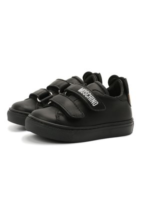 Детские кожаные кеды MOSCHINO черного цвета по цене 17800 руб., арт. 68746/KIPS/KIPS/18-27 | Фото 1 Детские кожаные кеды MOSCHINO черного цвета, арт. 68746/KIPS/KIPS/18-27 | Фото 1
