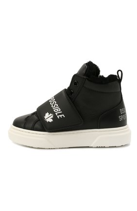 Детские высокие кожаные кеды DSQUARED2 черного цвета по цене 29450 руб., арт. 68483/KIPS/T0MAIA/KIPS/36-41 | Фото 2 Детские высокие кожаные кеды DSQUARED2 черного цвета, арт. 68483/KIPS/T0MAIA/KIPS/36-41 | Фото 2 (Кросс-КТ: велькро; Материал утеплителя: Натуральный мех; Материал внешний: Кожа)