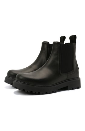 Детские кожаные ботинки DSQUARED2 черного цвета, арт. 68584/RUNNER/36-41 | Фото 1 (Материал внутренний: Натуральная кожа; Кросс-КТ: челси; Материал внешний: Кожа; Длина стельки: 24; Мальчики-школьная форма: Классическая обувь)