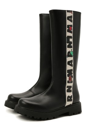 Детские кожаные сапоги MARNI черного цвета по цене 35650 руб., арт. 69036/ELENA/S0F./36-41 | Фото 1 Детские кожаные сапоги MARNI черного цвета, арт. 69036/ELENA/S0F./36-41 | Фото 1 (Материал внутренний: Текстиль; Материал внешний: Кожа)