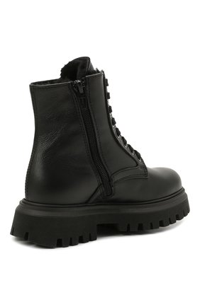 Детские кожаные ботинки MSGM KIDS черного цвета, арт. 69165/KIPS/KIPS/18-27 | Фото 3 (Длина стельки: 18, 17; Материал внешний: Кожа; Материал утеплителя: Натуральный мех)