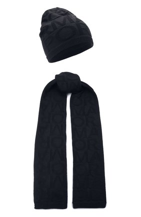 Детский комплект из шапки и шарфа EMPORIO ARMANI темно-синего цвета, арт. 407310/1A749 | Фото 1 (Материал: Шерсть, Текстиль)