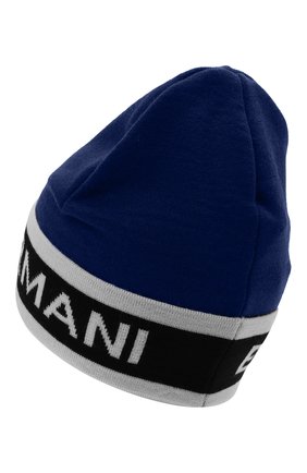 Детского шерстяная шапка EMPORIO ARMANI синего цвета, арт. 404648/1A494 | Фото 2 (Материал: Шерсть, Текстиль)
