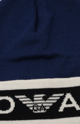 Детского шерстяная шапка EMPORIO ARMANI синего цвета, арт. 404648/1A494 | Фото 3 (Материал: Текстиль, Шерсть)