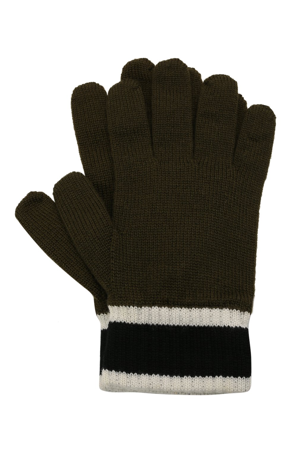 Детские шерстяные перчатки EMPORIO ARMANI хаки цвета, арт. 404638/1A494 | Фото 1 (Материал: Текстиль, Шерсть)