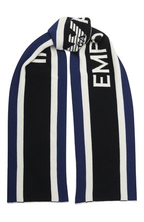 Детский шерстяной шарф EMPORIO ARMANI синего цвета по цене 9950 руб., арт. 404637/1A494 | Фото 1 Детский шерстяной шарф EMPORIO ARMANI синего цвета, арт. 404637/1A494 | Фото 1