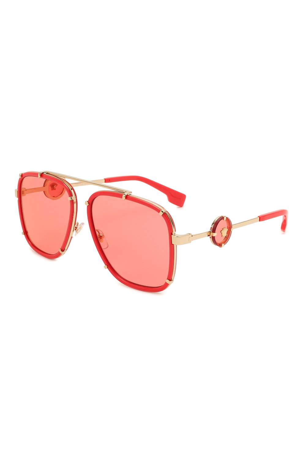 Женские солнцезащитные очки VERSACE красного цвета, арт. 2233-1472C8 | Фото 1 (Тип очков: С/з; Очки форма: Авиаторы)