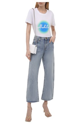 Женская хлопковая футболка OFF-WHITE белого цвета по цене 21300 руб., арт. 0WAA049R21JER006 | Фото 2 Женская хлопковая футболка OFF-WHITE белого цвета, арт. 0WAA049R21JER006 | Фото 2 (Длина (для топов): Стандартные; Рукава: Короткие; Материал внешний: Хлопок; Стили: Спорт-шик; Принт: С принтом; Женское Кросс-КТ: Футболка-одежда)