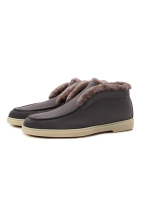 Женские замшевые ботинки SANTONI серого цвета по цене 43500 руб., арт. WUYA58457TISAYHFG80 | Фото 1 Женские замшевые ботинки SANTONI серого цвета, арт. WUYA58457TISAYHFG80 | Фото 1 (Каблук высота: Низкий; Подошва: Платформа; Материал утеплителя: Натуральный мех; Материал внешний: Замша, Кожа; Женское Кросс-КТ: Дезерты-ботинки)