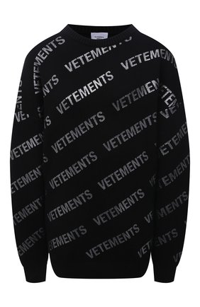 Женский шерстяной свитер VETEMENTS черного цвета по цене 114000 руб., арт. UA52KN650B 2901/W | Фото 1 Женский шерстяной свитер VETEMENTS черного цвета, арт. UA52KN650B 2901/W | Фото 1