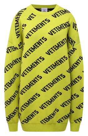 Женский шерстяной свитер VETEMENTS желтого цвета по цене 76450 руб., арт. UA52KN600Y 2901/W | Фото 1 Женский шерстяной свитер VETEMENTS желтого цвета, арт. UA52KN600Y 2901/W | Фото 1