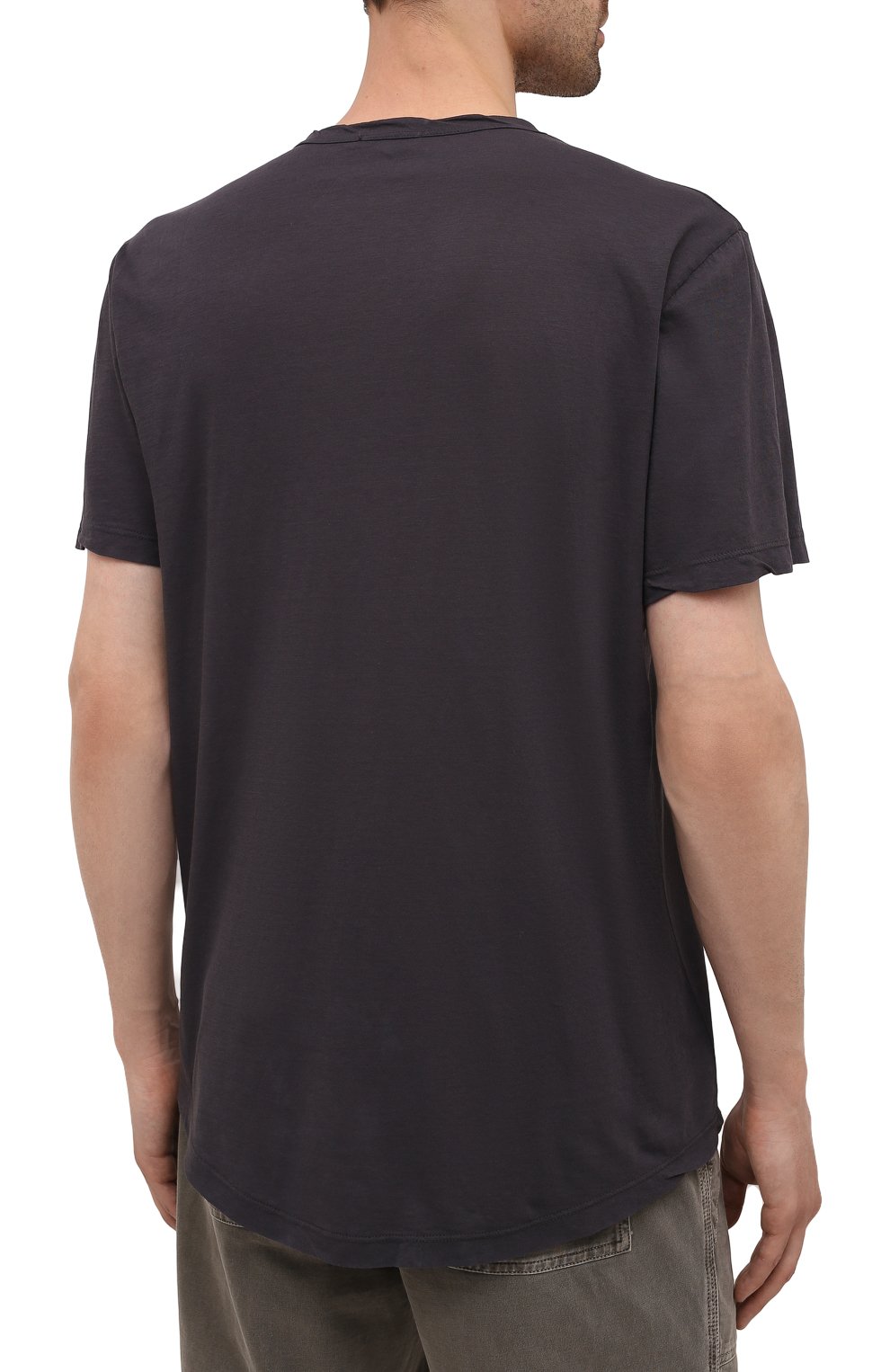 Мужская хлопковая футболка JAMES PERSE серого цвета, арт. MKJ3360 | Фото 4 (Принт: Без принта; Рукава: Короткие; Длина (для топов): Стандартные; Материал внешний: Хлопок; Стили: Кэжуэл)