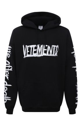 Мужской хлопковое худи VETEMENTS черного цвета по цене 77500 руб., арт. UA52TR910W 1606/M | Фото 1 Мужской хлопковое худи VETEMENTS черного цвета, арт. UA52TR910W 1606/M | Фото 1