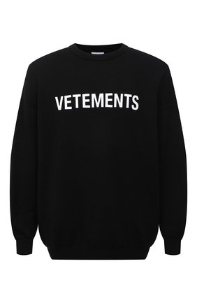 Мужской шерстяной свитер VETEMENTS черного цвета по цене 73950 руб., арт. UA52KN720B 2901/M | Фото 1 Мужской шерстяной свитер VETEMENTS черного цвета, арт. UA52KN720B 2901/M | Фото 1