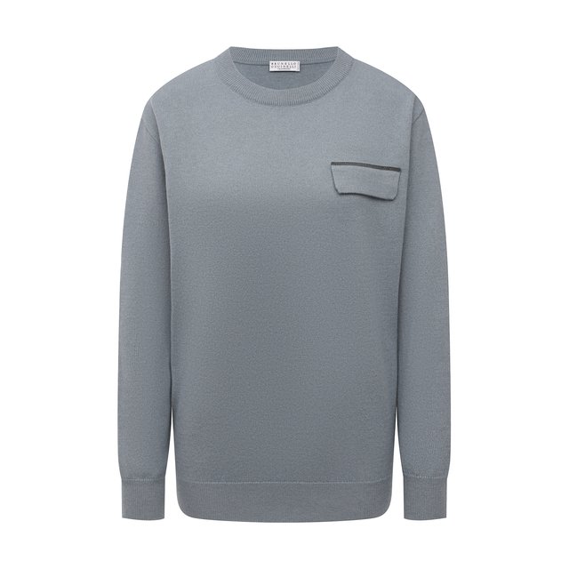 Кашемировый пуловер Brunello Cucinelli Голубой M12170400P 5570109