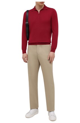 Мужское поло из кашемира и шелка KITON красного цвета по цене 149500 руб., арт. UK05Z | Фото 2 Мужское поло из кашемира и шелка KITON красного цвета, арт. UK05Z | Фото 2
