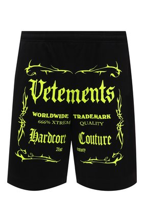 Мужские хлопковые шорты VETEMENTS черного цвета по цене 38750 руб., арт. UA52TR400X 1610/M | Фото 1 Мужские хлопковые шорты VETEMENTS черного цвета, арт. UA52TR400X 1610/M | Фото 1