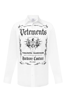 Мужская хлопковая рубашка VETEMENTS белого цвета по цене 69300 руб., арт. UA52SH500W 1005/M | Фото 1 Мужская хлопковая рубашка VETEMENTS белого цвета, арт. UA52SH500W 1005/M | Фото 1