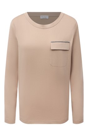 Женская хлопковый лонгслив BRUNELLO CUCINELLI бежевого цвета по цене 56600 руб., арт. M0A45BM510 | Фото 1 Женская хлопковый лонгслив BRUNELLO CUCINELLI бежевого цвета, арт. M0A45BM510 | Фото 1 (Длина (для топов): Стандартные; Материал внешний: Хлопок; Рукава: Длинные; Стили: Кэжуэл; Принт: Без принта; Женское Кросс-КТ: Лонгслив-одежда)