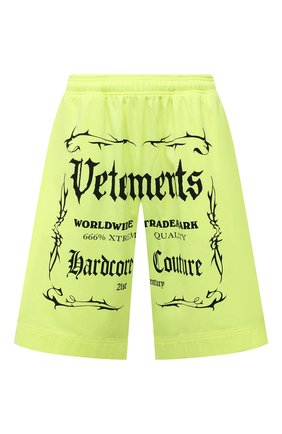 Женские хлопковые шорты VETEMENTS светло-зеленого цвета по цене 42750 руб., арт. UA52TR400Y 1610/W | Фото 1 Женские хлопковые шорты VETEMENTS светло-зеленого цвета, арт. UA52TR400Y 1610/W | Фото 1