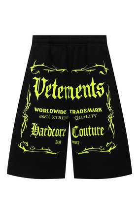 Женские хлопковые шорты VETEMENTS черного цвета по цене 42750 руб., арт. UA52TR400X 1610/W | Фото 1 Женские хлопковые шорты VETEMENTS черного цвета, арт. UA52TR400X 1610/W | Фото 1