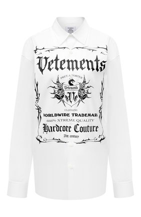 Женская хлопковая рубашка VETEMENTS белого цвета по цене 76450 руб., арт. UA52SH500W 1005/W | Фото 1 Женская хлопковая рубашка VETEMENTS белого цвета, арт. UA52SH500W 1005/W | Фото 1