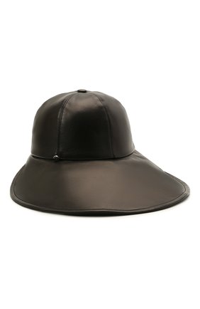 Женская кожаная шляпа GIORGIO ARMANI черного цвета, арт. 797238/1A506 | Фото 1 (Материал: Натуральная кожа)