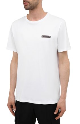Мужская хлопковая футболка  BERLUTI белого цвета, арт. R20JRS62-001 | Фото 3 (Принт: Без принта; Рукава: Короткие; Длина (для топов): Стандартные; Региональные ограничения белый список (Axapta Mercury): RU; Материал внешний: Хлопок; Стили: Кэжуэл)