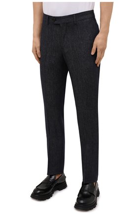 Мужские шерстяные брюки BRUNELLO CUCINELLI темно-синего цвета, арт. ML476B1770 | Фото 3 (Материал внешний: Шерсть; Длина (брюки, джинсы): Стандартные; Случай: Повседневный; Стили: Кэжуэл)