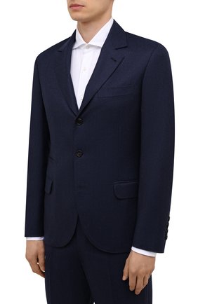 Мужской шерстяной костюм BRUNELLO CUCINELLI синего цвета по цене 299500 руб., арт. ME2267BT7 | Фото 2 Мужской шерстяной костюм BRUNELLO CUCINELLI синего цвета, арт. ME2267BT7 | Фото 2 (Материал внешний: Шерсть; Материал подклада: Купро; Стили: Классический; Костюмы М: Однобортный; Рукава: Длинные)