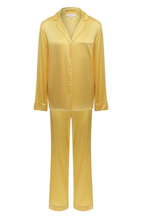 Женская шелковая пижама YOLKE желтого цвета, арт. C0RE-02S-SU-YE | Фото 1 (Длина (для топов): Стандартные; Длина (брюки, джинсы): Стандартные; Материал внешний: Шелк; Рукава: Длинные; Длина Ж (юбки, платья, шорты): Мини)