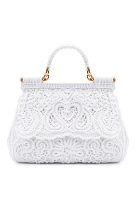 Женская сумка sicily DOLCE & GABBANA белого цвета по цене 195500 руб., арт. BB6002/AW717 | Фото 1 Женская сумка sicily DOLCE & GABBANA белого цвета, арт. BB6002/AW717 | Фото 1 (Сумки-технические: Сумки top-handle, Сумки через плечо; Ремень/цепочка: На ремешке; Размер: medium; Материал: Текстиль)