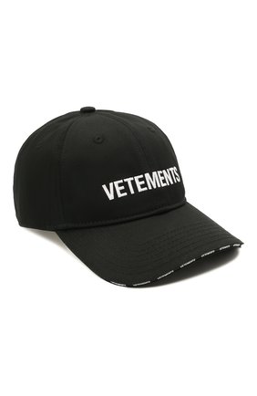 Женская хлопковая бейсболка VETEMENTS черного цвета по цене 27200 руб., арт. UA52CA200B 1052/W | Фото 1 Женская хлопковая бейсболка VETEMENTS черного цвета, арт. UA52CA200B 1052/W | Фото 1