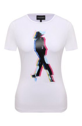 Женская хлопковая футболка EMPORIO ARMANI белого цвета по цене 10650 руб., арт. 6K2T6E/2JQAZ | Фото 1 Женская хлопковая футболка EMPORIO ARMANI белого цвета, арт. 6K2T6E/2JQAZ | Фото 1