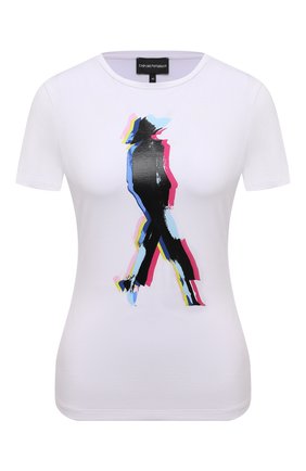 Женская хлопковая футболка EMPORIO ARMANI белого цвета, арт. 6K2T6E/2JQAZ | Фото 1 (Длина (для топов): Стандартные; Рукава: Короткие; Материал внешний: Хлопок; Стили: Спорт-шик; Женское Кросс-КТ: Футболка-одежда; Принт: С принтом)