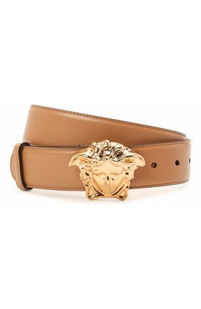 Женский кожаный ремень la medusa VERSACE бежевого цвета по цене 29950 руб., арт. DCDD259/DVTFN | Фото 1 Женский кожаный ремень la medusa VERSACE бежевого цвета, арт. DCDD259/DVTFN | Фото 1