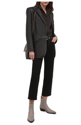 Женские кожаные ботильоны GIORGIO ARMANI серого цвета по цене 86550 руб., арт. X1N142/XF565 | Фото 2 Женские кожаные ботильоны GIORGIO ARMANI серого цвета, арт. X1N142/XF565 | Фото 2 (Материал внутренний: Натуральная кожа; Каблук высота: Низкий; Подошва: Плоская; Каблук тип: Устойчивый)