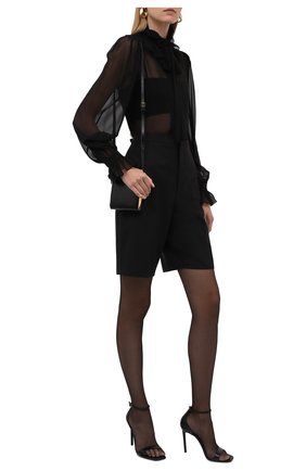 Женская шелковая блузка SAINT LAURENT черного цвета по цене 94950 руб., арт. 650245/Y115W | Фото 2 Женская шелковая блузка SAINT LAURENT черного цвета, арт. 650245/Y115W | Фото 2 (Рукава: Длинные; Длина (для топов): Стандартные; Материал внешний: Шелк; Женское Кросс-КТ: Блуза-одежда; Принт: Без принта; Стили: Романтичный)