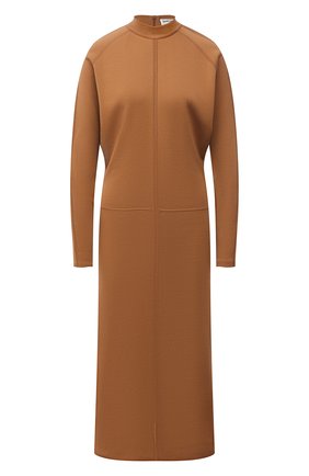 Женское шерстяное платье SAINT LAURENT светло-коричневого цвета по цене 286000 руб., арт. 660964/YAZA2 | Фото 1 Женское шерстяное платье SAINT LAURENT светло-коричневого цвета, арт. 660964/YAZA2 | Фото 1 (Материал внешний: Шерсть; Случай: Повседневный; Длина Ж (юбки, платья, шорты): Миди; Стили: Кэжуэл; Рукава: Длинные; Женское Кросс-КТ: Платье-одежда; Кросс-КТ: Трикотаж)