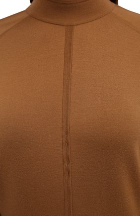 Женское шерстяное платье SAINT LAURENT светло-коричневого цвета, арт. 660964/YAZA2 | Фото 5 (Материал внешний: Шерсть; Рукава: Длинные; Случай: Повседневный; Кросс-КТ: Трикотаж; Длина Ж (юбки, платья, шорты): Миди; Женское Кросс-КТ: Платье-одежда; Стили: Кэжуэл)