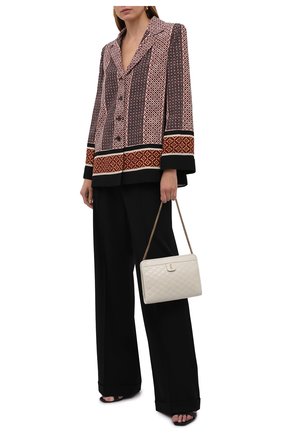 Женский шелковый жакет SAINT LAURENT разноцветного цвета по цене 277500 руб., арт. 658047/Y6C02 | Фото 2 Женский шелковый жакет SAINT LAURENT разноцветного цвета, арт. 658047/Y6C02 | Фото 2 (Материал внешний: Шелк; Случай: Повседневный; Материал подклада: Шелк; Женское Кросс-КТ: Жакет-одежда; 1-2-бортные: Однобортные; Рукава: Длинные; Длина (для топов): Удлиненные; Стили: Ретро)