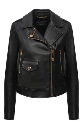 Женская кожаная куртка VERSACE черного цвета по цене 233500 руб., арт. A85480/A233389 | Фото 1 Женская кожаная куртка VERSACE черного цвета, арт. A85480/A233389 | Фото 1
