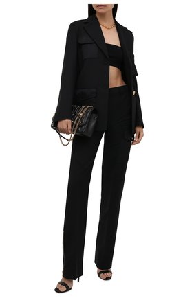 Женские шерстяные брюки VERSACE черного цвета по цене 87850 руб., арт. 1001110/1A00939 | Фото 2 Женские шерстяные брюки VERSACE черного цвета, арт. 1001110/1A00939 | Фото 2 (Материал внешний: Шерсть; Длина (брюки, джинсы): Удлиненные; Силуэт Ж (брюки и джинсы): Прямые; Женское Кросс-КТ: Брюки-одежда; Стили: Кэжуэл)