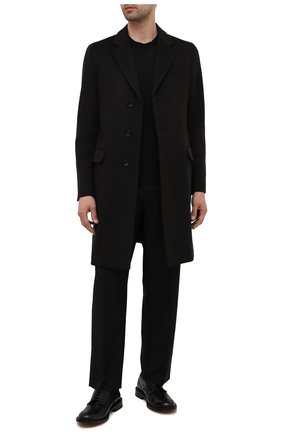 Мужской пальто из шерсти и кашемира GIORGIO ARMANI темно-коричневого цвета, арт. 1WG0L07G/T00BU | Фото 2 (Материал подклада: Синтетический материал; Рукава: Длинные; Материал внешний: Шерсть; Мужское Кросс-КТ: пальто-верхняя одежда; Стили: Классический; Длина (верхняя одежда): До середины бедра)