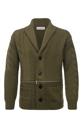 Мужской шерстяной кардиган ALEXANDER MCQUEEN хаки цвета по цене 147500 руб., арт. 651190/Q1XBC | Фото 1 Мужской шерстяной кардиган ALEXANDER MCQUEEN хаки цвета, арт. 651190/Q1XBC | Фото 1