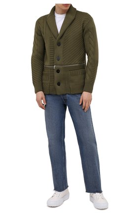 Мужской шерстяной кардиган ALEXANDER MCQUEEN хаки цвета по цене 147500 руб., арт. 651190/Q1XBC | Фото 2 Мужской шерстяной кардиган ALEXANDER MCQUEEN хаки цвета, арт. 651190/Q1XBC | Фото 2