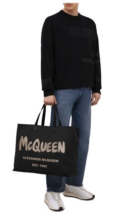 Мужская текстильная сумка-шопер ALEXANDER MCQUEEN черного цвета, арт. 662865/1AABX | Фото 2 (Материал: Текстиль; Размер: large)
